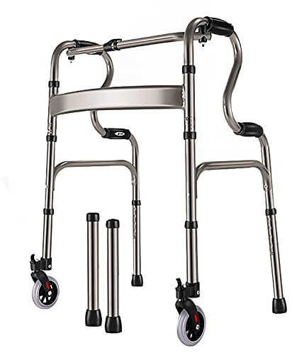 Leichter, faltbarer Rollator mit Rädern, Gehhilfe für Senioren/Behinderte aus Aluminium, höhenverstellbarer tragbarer Rollator (Farbe: ohne Sitz) Dekoration
