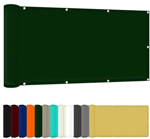 Sonnensegel Wasserdicht 30 x 400 cm Wasserdicht Rechteckig Balkon Sichtschutz Uv-Schutz-Polyestergewebe mit Seil Beschattungsnetz für Pool Schwimmbad Und Gewächshaus, Dunkelgrün