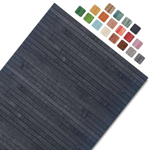 CosìCasa Tapis Cuisine Devant Evier Lavable Bambou - Tapis Cuisine Long en Bois - Tapis De Bain Bois Antidérapant - Tapis Bambou Salle De Bain, Caillebotis Douche Extérieure, Noir Profond, 75X100