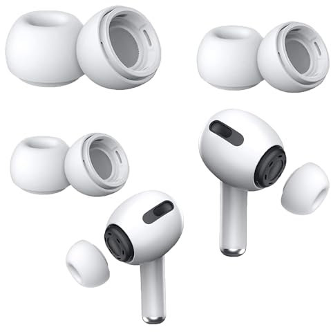 3 Pairs Replacement Ear Tips for AirpodsPro/AirpodsPro2 with Noise Reduction Hole, Same as original, Airpod Pro Ear Tips Anti-slip Soft Silicone with Portable Storage Case (S/M/L) (3 Pairs) (White)