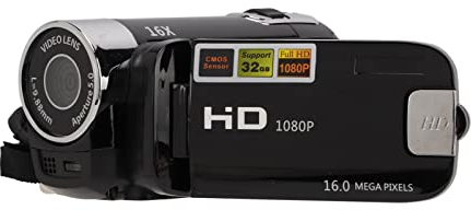 Greensen Videocamera Digitale 4K 48MP, Videoregistratore con Zoom Digitale 16X Videocamera con Schermo Rotante a 270° da 2,7 Pollici per Principianti e Bambini (BLACK)