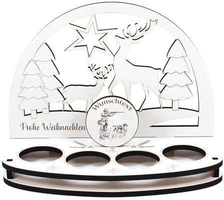 Dekolando Deko Schwibbogen Teelichthalter Jäger Personalisiert Weihnachten Weihnachtsdekoration Adventskranz Lichterbogen Kerzenbogen Schmuckbogen Adventslicht