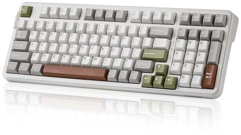 YUNZII B98 Wireless Mechanical Keyboard, Hot Swappable Custom Gaming Keyboard with Numpad, Pre-lubed Linear Switches,Gasket Mounted RGB Keyboard for Win/Mac/Android/iOS (beige, cocoa cream v2)