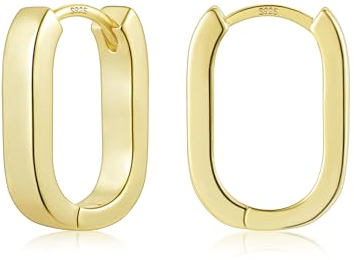 Gold Creolen Ohrringe Damen, Kleine Geometrische Hypoallergen Eckig Leichte Quadratische Huggie Ohrringe für Mädchen