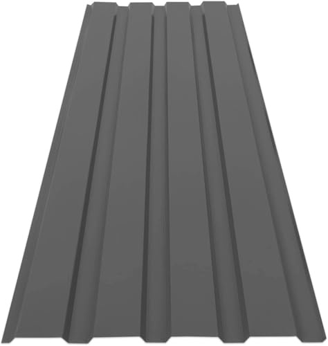 Tôle de bardage,Toiture ondulée en métal,Couverture métallique pour abri de Jardin,Anti-Rouille,Résistante aux intempéries UV,Kit de Montage Inclus,15 pièces-7,7 m²,115x45 cm,0,25 mm,Gris foncé