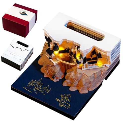 3D Kalender Abreißen 2025, Magic Castle 3D Wochenkalender 2025 Tischkalender-Notizblock, 3D Notizblock Kalender, Kreative Magic Castle Haftnotizen Papierskulptur Desktop Ornament Stifthalter Geschenk