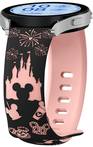 AiiBowy 20mm Armband Kompatibel mit Samsung Galaxy Watch FE/Galaxy Watch 7/6/5 40mm 44mm, Adjustable Silikon Ersatzarmband für Galaxy Watch 6 Classic 43mm 47mm/Watch 5 Pro 45mm Schwarz+Rosa