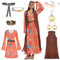 Ulikey Déguisement Hippie Femme, Robe Longue Hippie Chic, Gilet à Franges, Serre-Tête, Guirlande de Fleurs, Collier, Lunettes, Boucls d'Oreilles, Costume Hippie Année 70 pour Carnaval Mascarade (M)
