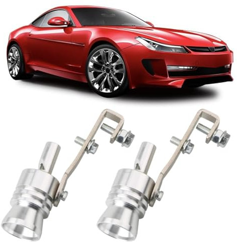 2 Stück Auspuff Sound Booster, Aluminiumlegierung Auto Turbo Sound Auspuff, Turbo Sound Simulator Pfeife, Autos Endrohr Schalldämpfer Für Alle Fahrzeuge Modelle (Silber, M)