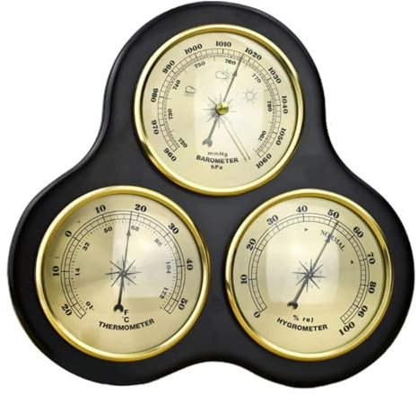 WDWGLIYN Barometro in legno, barometro per la casa, 3 in 1, termometro e igrometro, barometro da appendere alla parete, stazione meteorologica analogica multifunzionale, per hotel, soggiorno, ufficio,