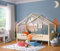 Bellabino Bela Kinderbett 90x200 cm – Hausbett mit Matratze, Rausfallschutz & Lattenrost – Kinder Bett für Jungen und Mädchen aus Massivholz Kiefer – Montessori Kinderhausbett in Natur