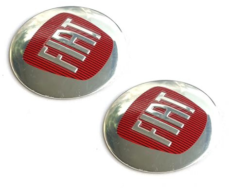 Lot de 2 autocollants de 56 mm de diamètre compatibles avec le style de voiture Fiat. Pour tuning, cache-moyeux, capuchons, etc. Avec une protection en silicone transparent (2 pièces. Fia. 56 mm)
