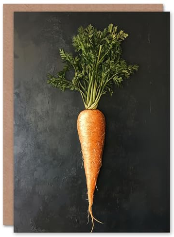 Artery8 Personalised Carrot Vegetable on Black Slate Board Painting For Him Or Her Art Birthday Card