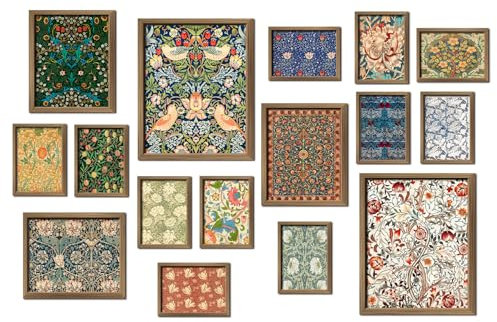 ANERZA William Morris Wandkunst-Dekor, florale Wanddrucke für Schlafzimmer, Vintage-Kunstwerk-Poster für Zimmer, ästhetisch, Wandcollage-Set, Bilder für Wohnzimmer, bunte Wohnheimgalerie,