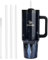 WALLFID 40oz Thermobecher aus Edelstahl, Vakuum-Isoliert mit Deckel, 3 Strohhalmen und 1 Strohhalm Bürste, Für Heiß- und Kaltgetränke, Ideal für Kaffee, Tee, Smoothies und Mehr (Ebenholz Hydra)