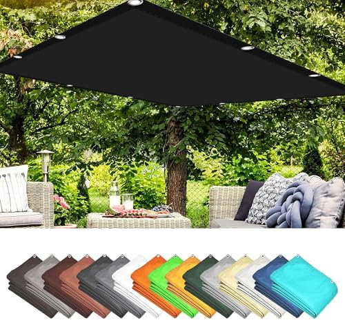 Voile D’Ombrage 3 x 5 m Bloque 98% Rayons UV Toile de Jardin D'Intimité Toile avec Oeillets et Cordons pour La Couverture Végétale Serre Pergola, Noir