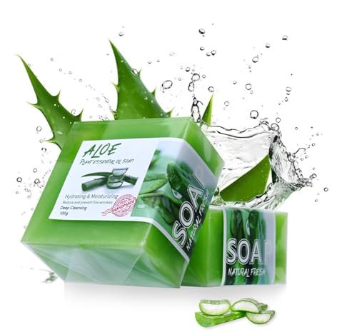 Aloe Vera Seife, 2 Stück Naturseife als festes Duschgel & Shampoo, Seifenstück für alle Hauttypen, Duschseife für Gesichts- und Körperpflege, Natürliche Naturkosmetik Pflanzenseife, Männer & Frauen