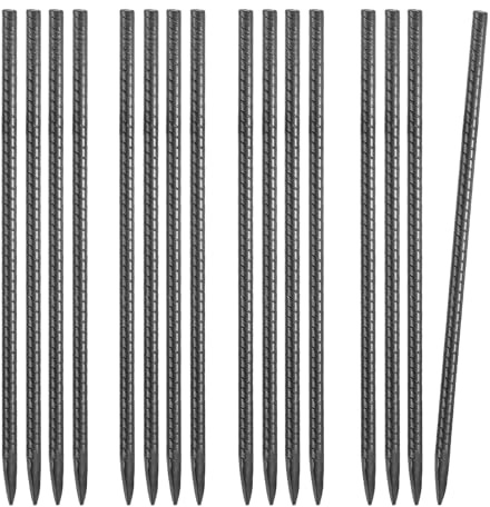 VEVOR Piquets d'Armature 40,6 cm Piquets d'ancrage au Sol Droits Robustes en Acier Galvanisé, Lot de 16, Ancres de Sol, Diamètre 11,5 mm, avec Pointe Biseautée, pour Jardin, Clôtures, Tentes Camping