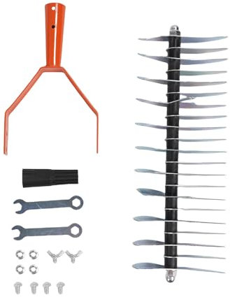 Garosa Rastrillo de Césped de Rastrillo de Paja, Rastrillo de Paja de Acero Inoxidable para una Fácil Aseo de Hierba con Ajustable, Cabeza Ancha para Arrugas