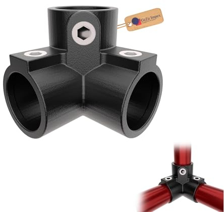GeZu Impex 3 Way Corner Elbow Tube Connector Ø 27 mm | Hot Dip Galvanised Black Powder Coated 90° Pipe Key Clamp Fitting & Corner Connector