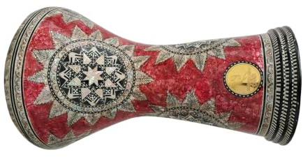 Gawharet Der Fan Darbuka, Ägyptische Handarbeit, Seestern, 43 cm hoch, Blau und Gold, mit Tasche und Zubehör