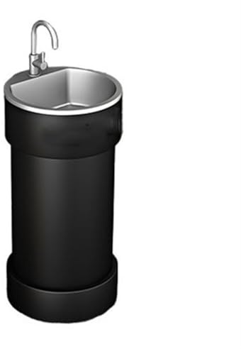 Standwaschbecken Badezimmerwaschbecken mit rundem Sockel, kreatives und farbenfrohes Standwaschbecken Edelstahlwaschbecken, freistehendes aus lackiertem Metall(Schwarz)