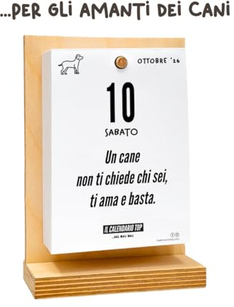 Il Calendario Top BAU BAU per gli Amanti dei Cani 2026 | Un anno di Emozioni Ricordi e Aneddoti | Con Sostegno in Legno | In Confezione Regalo | cm 10x14 | Made in Italy
