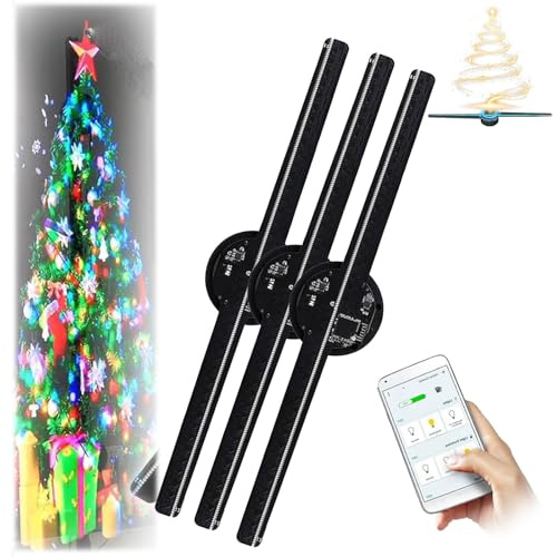 2026 Upgrade 3D Hologram Fan, 3D Hologram Fan Projector with Wifi ＆ App Control, 300 Images, Christmas Halloween Picture Spinner (3PCS)