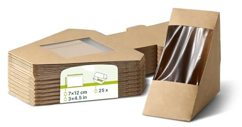 GREENBOX - Karton-Sandwich-Boxen, PLA-Fenster, braun, 25 St.