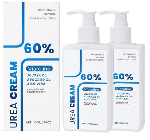 Urea Bodylotion 60% – Reichhaltige Feuchtigkeitspflege für extrem trockene Haut – Intensive Körperlotion mit Jojobaöl & Aloe Vera – Sanfte Hautpflege für Damen & Herren – 2 x 100g