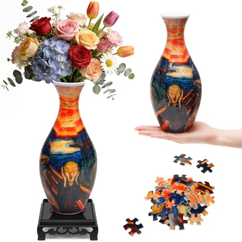 Puzzle 3D per Adulti, Vaso Colorato Fai da Te, 160 Pezzi, Gioco di Puzzle Rilassante, Montaggio Semplice senza Colla, Decorazione Moderna come Idea Regalo per la Casa, Altezza 24 cm, Plastica ABS