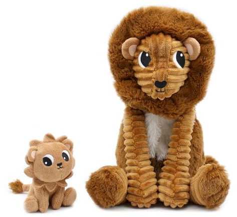 PTIPOTOS by Les Deglingos – Graou der Löwe Papa/Baby – ultraweiches Plüschtier – Geschenk zur Geburt Geburtstag Weihnachten – 26 cm – Cassonnade