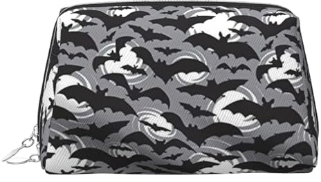 Trousse de maquillage portable avec séparateur Motif chauve-souris d'Halloween Gris, Argenté., One Size
