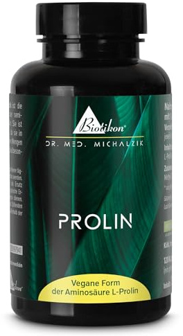Prolin Dr. Michalzik, 500-1.000 mg L-Prolin, 120 vegane Kapseln | 500 - 1.000 mg L-Prolin • eigene deutsche Produktion • ohne Zusätze • vegane Kapseln