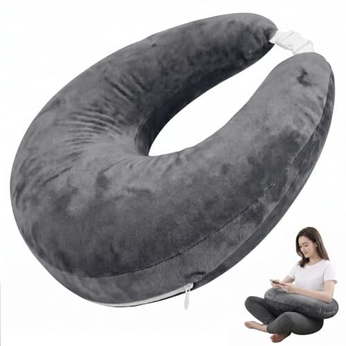 Huwaovi Ergonomisk Crealis-kudde, läskudde, virkkudde, stödkudde, ergonomisk spelarmkudde, lätt, bärbar, lindrar spänningar, mörkgrå