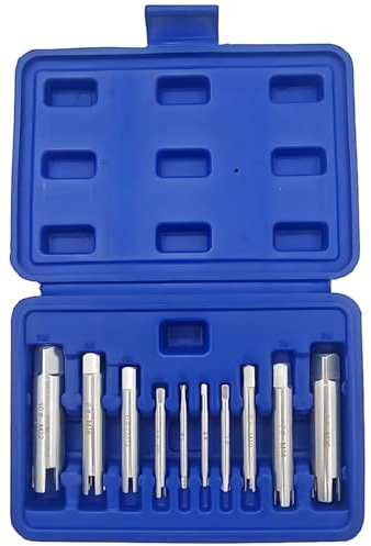 Texvora 10-tlg. Schraubenausdreher-Set für abgebrochene Schrauben und Bolzen, M4 bis M22, Kohlenstoffstahl, mit Tragebox, Easy-Out-Werkzeug für beschädigte und rundgedrehte Schrauben