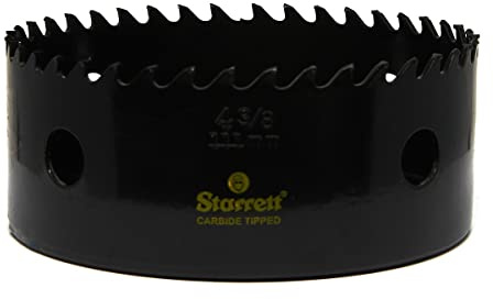 Starrett Tungsten Carbide Tipped Hole Saw - CT438 Deep Cut Holesaw Cutter - For Wood Suspended Flooring Reinforced Concrete & Fibreglass - 111MM