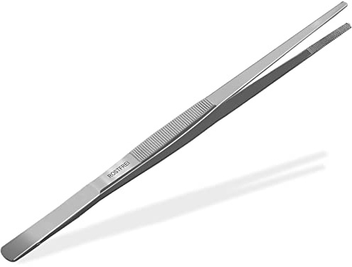 Gerade Universal Pinzette 60 cm mit Innenzahnung aus rostfreiem Edelstahl | Extra lange gerade Pinzette für sicheres Greifen