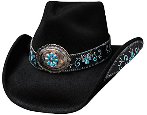 Bullhide Women's All For Good Wool Cowboy Hat - 0476Blr, Black/Turquoise, Medium