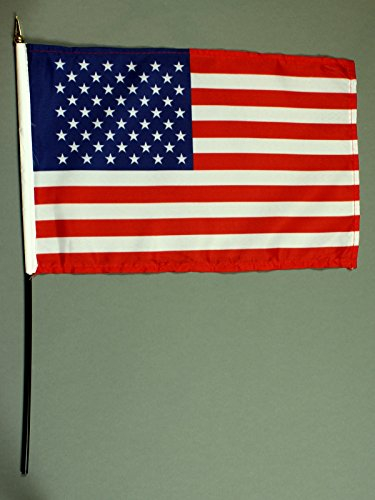 Buddel-Bini Handflagge Tischflagge USA 20x30 cm mit 42 cm Mast aus PVC-Rohr, ohne Ständerfuß, Stockflagge