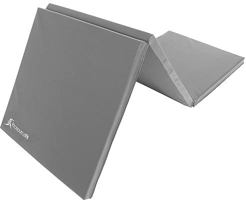 ProsourceFit Esterilla de Ejercicio Gruesa Plegable de Tres Pliegues de 6 x 2 pies con Asas de Transporte para MMA, Gimnasia, Estiramiento, Entrenamientos centrales, Unisex Adulto, Grey