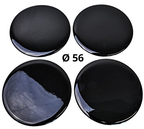 4x Silikon Aufkleber/Embleme für Nabenkappen | Motiv: Black/Schwarz | Durchmesser: 56 mm