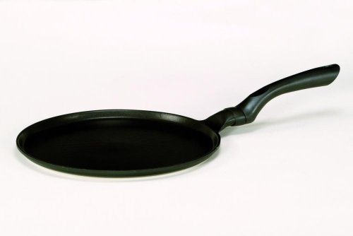 Krüger CD28 Aluguss-Crêpes-Pfanne, Delta, 28 cm, schwarz | Extra flache Ausführung |Indution |Fettarmes Backen | Für Crêpes & Pfannkuchen | Gleichmäßige Wärmeverteilung