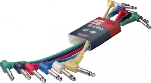 Stagg SPC010L E 10 cm Right Angled Mono Patch Cables (Pack of 6)
