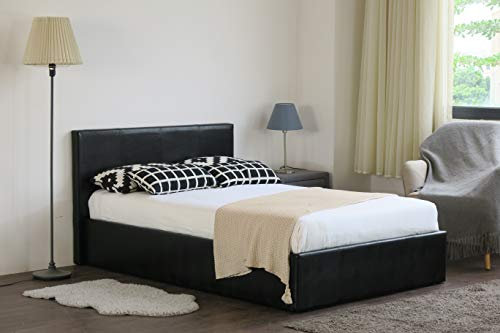 Modernique® Bilancio Double 4'6 Black Faux leather Storage Ottoman Gas Lift Up bed frame only