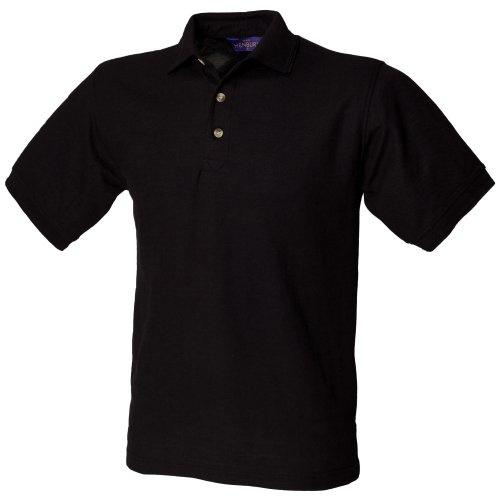 Henbury Mens Ottoman Stripe Polo Shirt - Black, XL