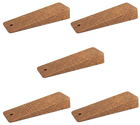 5 x sossai® Türkeil | TSK95 | Türstopper (5 Stk.) aus Hartgummi | Farbe: Kork