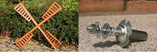 Deko-Shop-Hannusch Flügel Windmühle Windrad Mühlenrad Windflügel wahlweise mit Kugellager Verschiedene Längen Ersatzteile, Spannweite:P 80 cm mit Kugellager