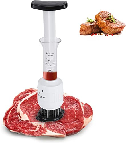 Meat Injector Syringe, Meat Marinade Injector, Meat Marinade Tenderizer Needle Injector Steaks Flavor Syringe Cook Kitchen Tool for Poultry Turkey Chicken BBQ Grill