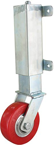 Rollentechnik gefederte Torrolle Torlaufrolle Stützrad Federrolle für Schwenktor Weidetor Hoftor Gartentor | Rad Polyurethan Redsoft® Ø125x40 | Bauhöhe 410mm | Tragfähigkeit 350 kg